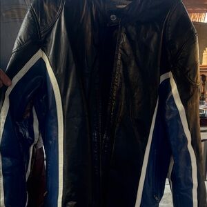 Wilsons Leather Black and Blue Bomber Jacket